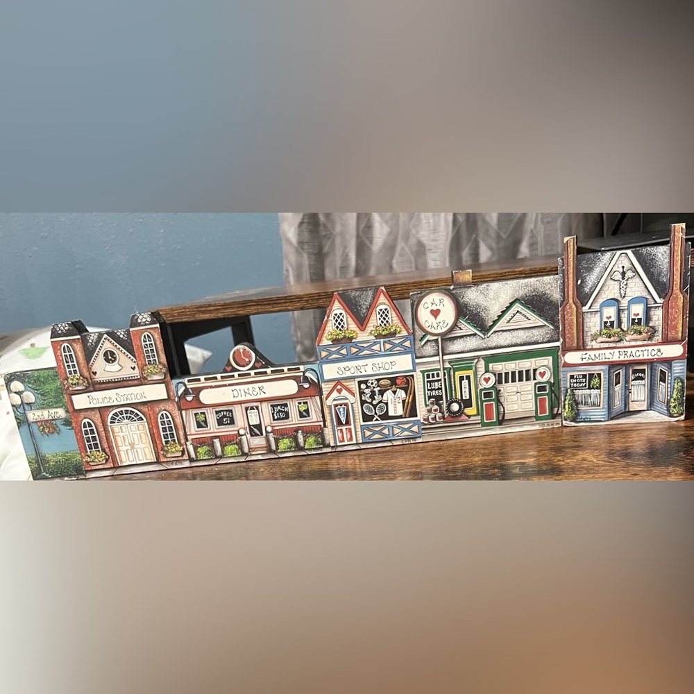 Brandywine Woodcrafts 2 Piece Vintage Shelf Sitters Small Town Home Decor